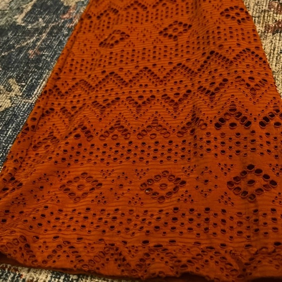 Crochet Bell Bottoms Wide Flare Pant Laser Cut Boho Chic Pants Burnt 70s Western - Picture 3 of 5